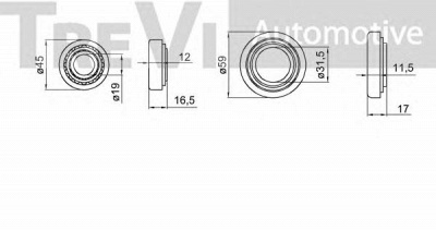 TREVI AUTOMOTIVE wb1808 -  Комплект подшипника ступицы колеса